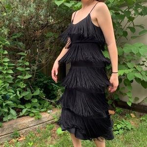Vintage Flapper Dress 60s does 1920s S/M Black